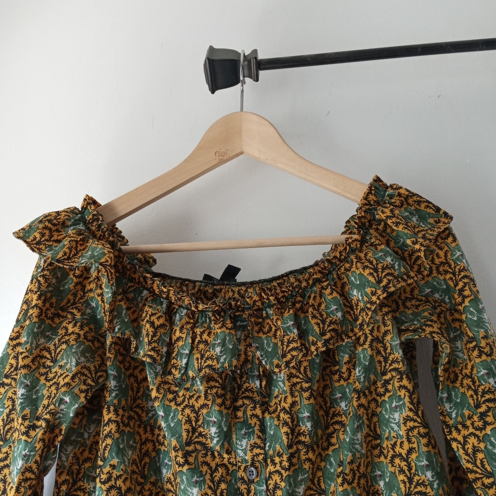 J.Crew 4 Elephant Print Ratti Top - Picture 5 of 13